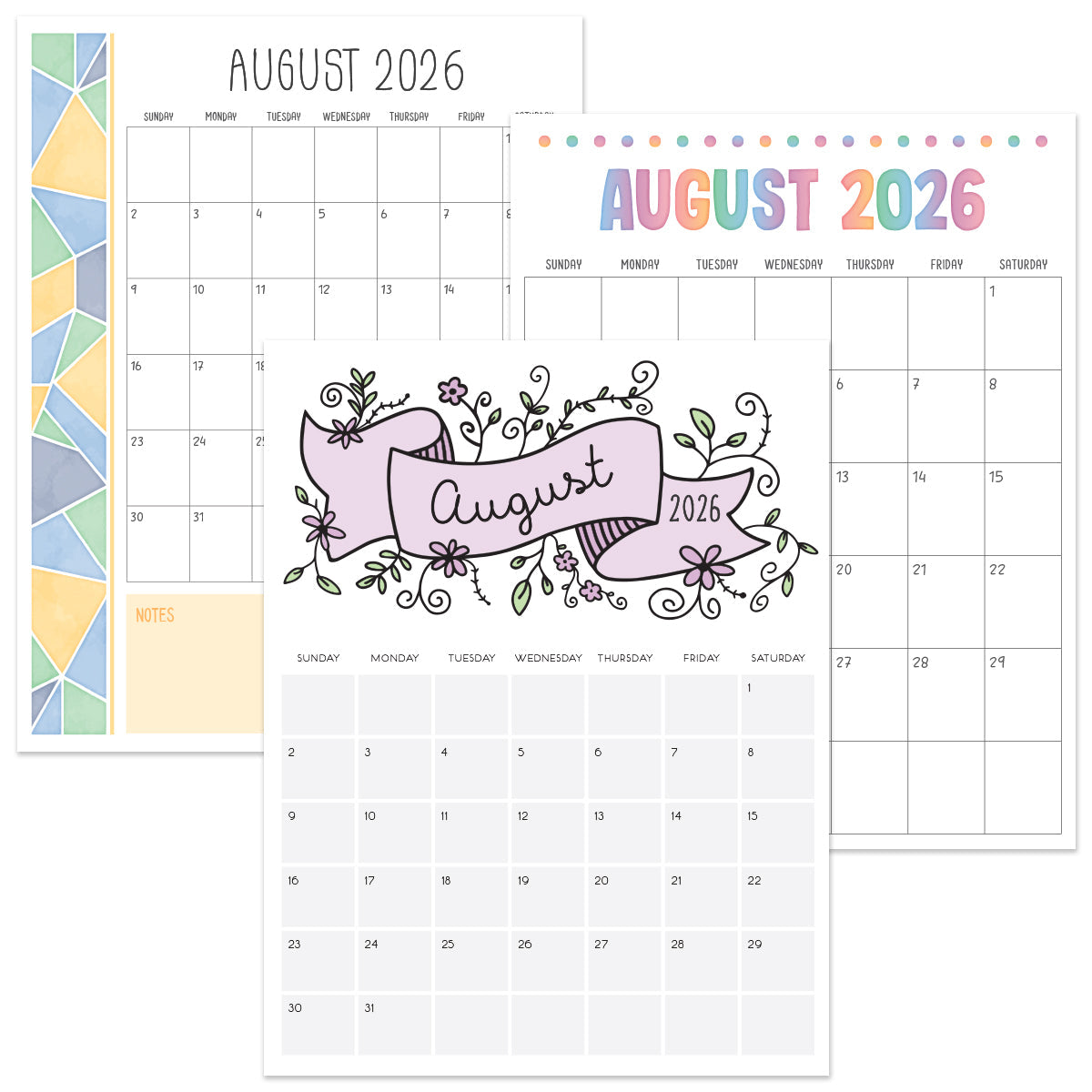 printable 2026 calendar