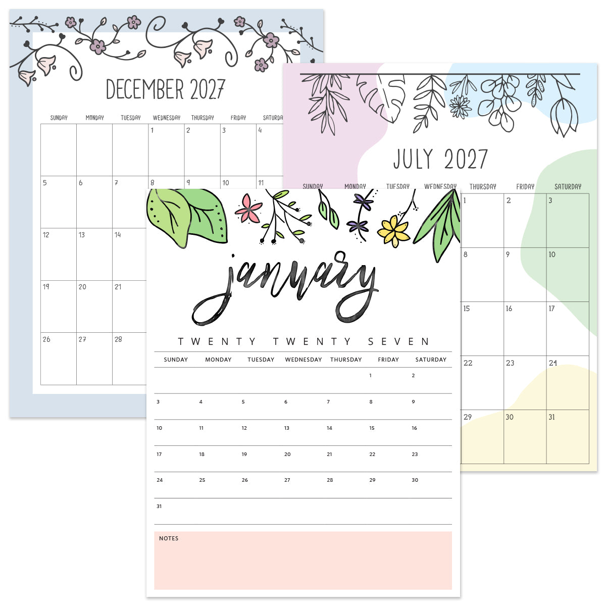 printable 2027 calendar