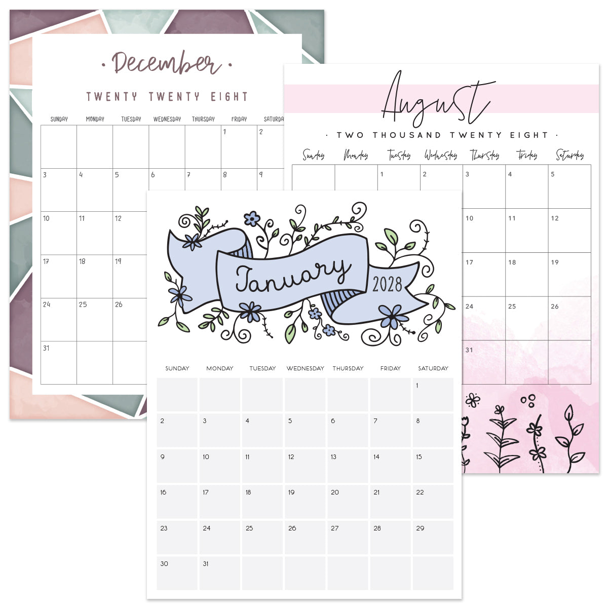 printable 2028 calendar