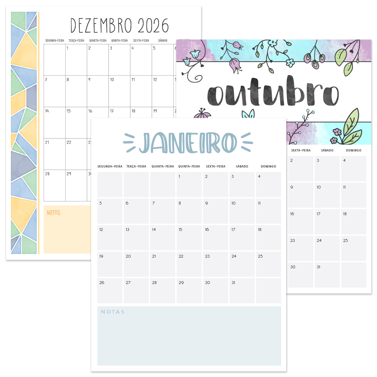 calendário 2026 para imprimir