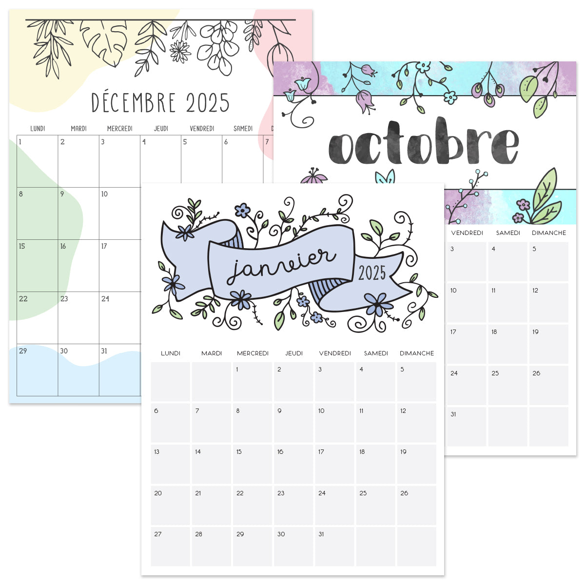 calendrier 2025 à imprimer