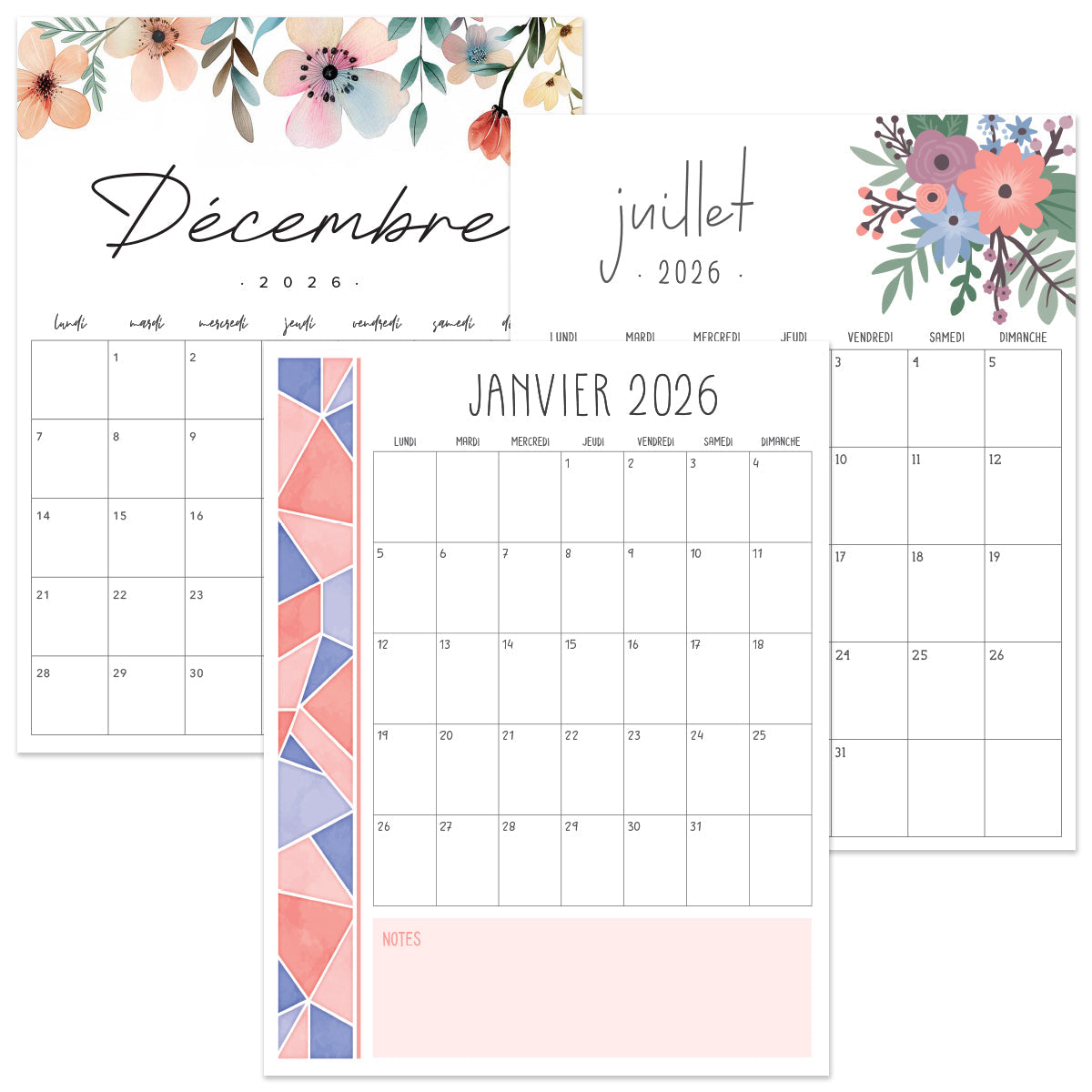 calendrier 2026 à imprimer