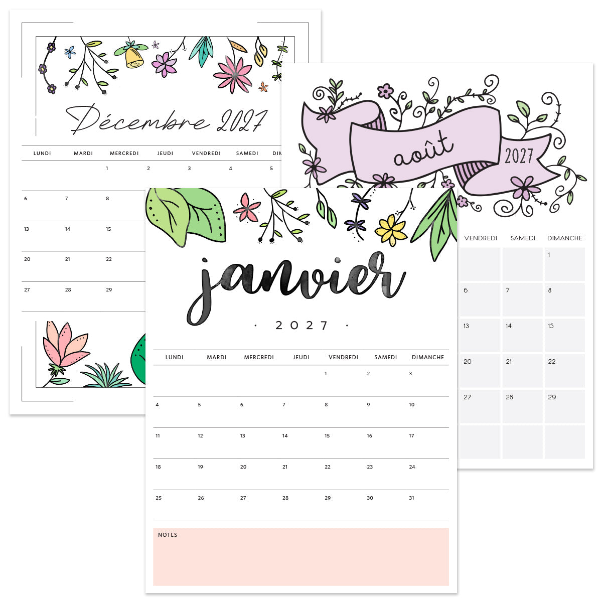 calendrier 2027 à imprimer