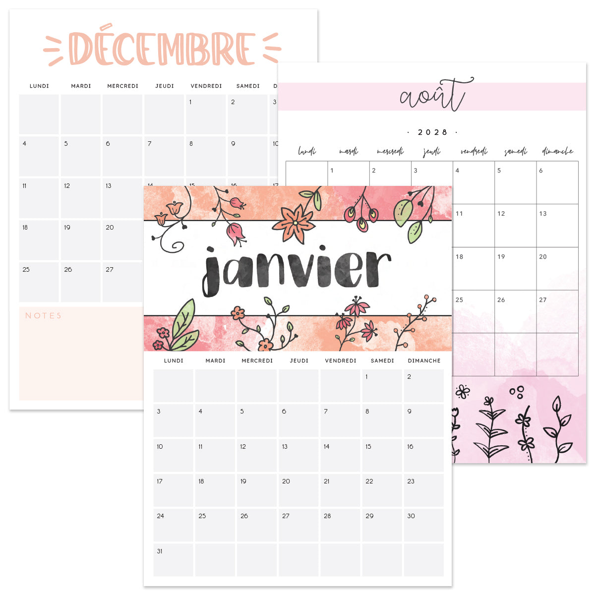 calendrier 2028 à imprimer