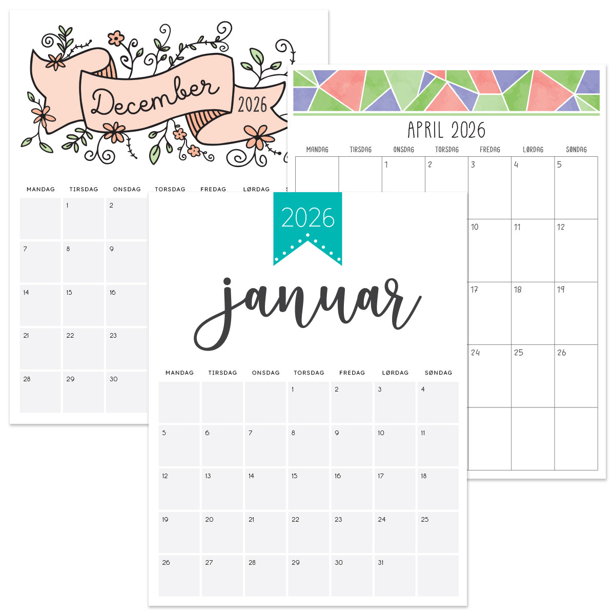 Kalender 2026 print selv