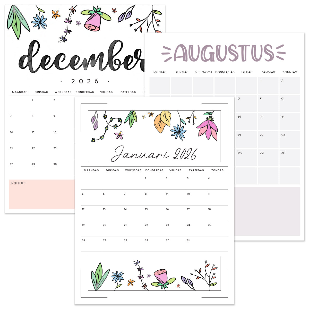 Kalender 2026 printen