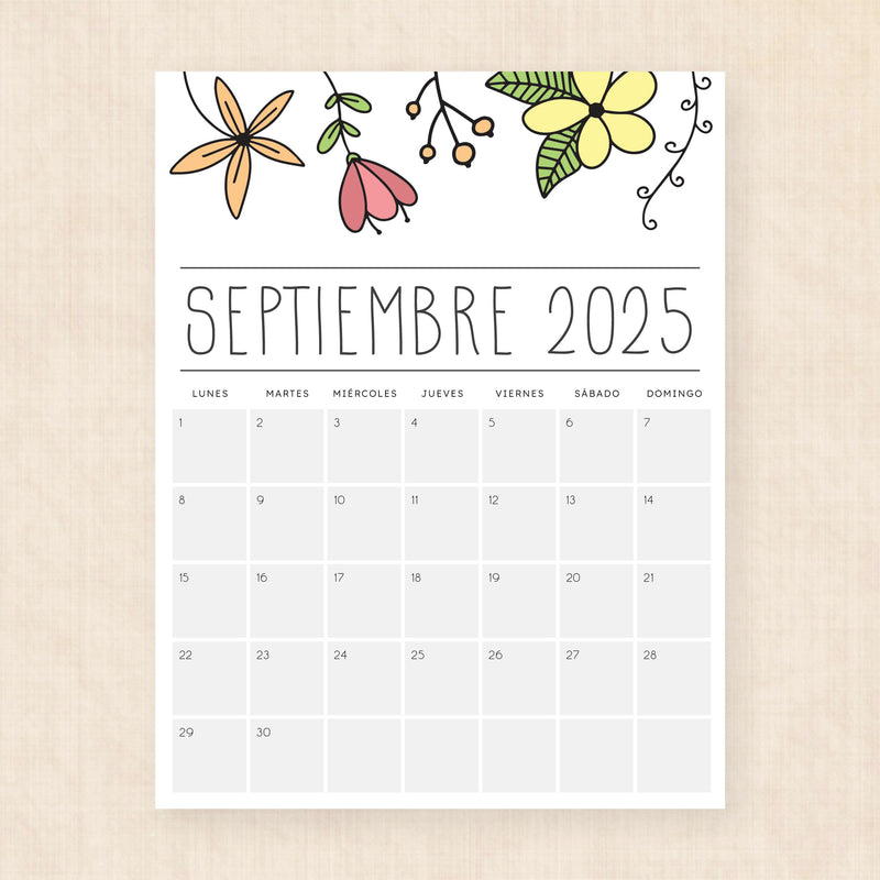 Calendario 2025 para imprimir