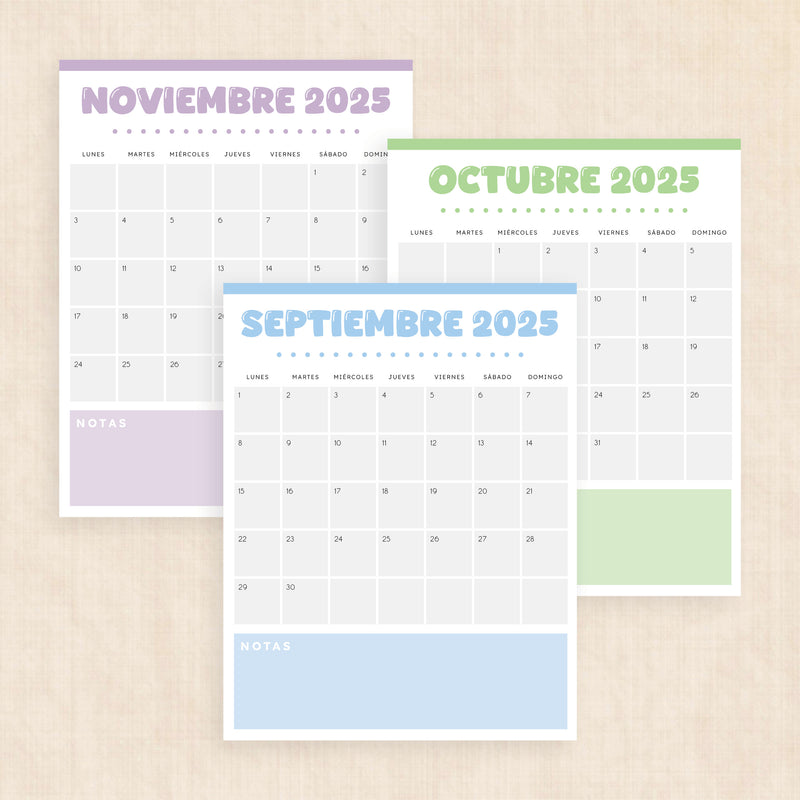 Calendario 2025 para imprimir