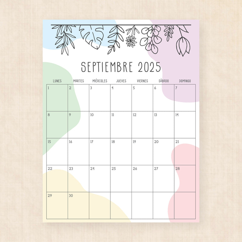 Calendario 2025 para imprimir