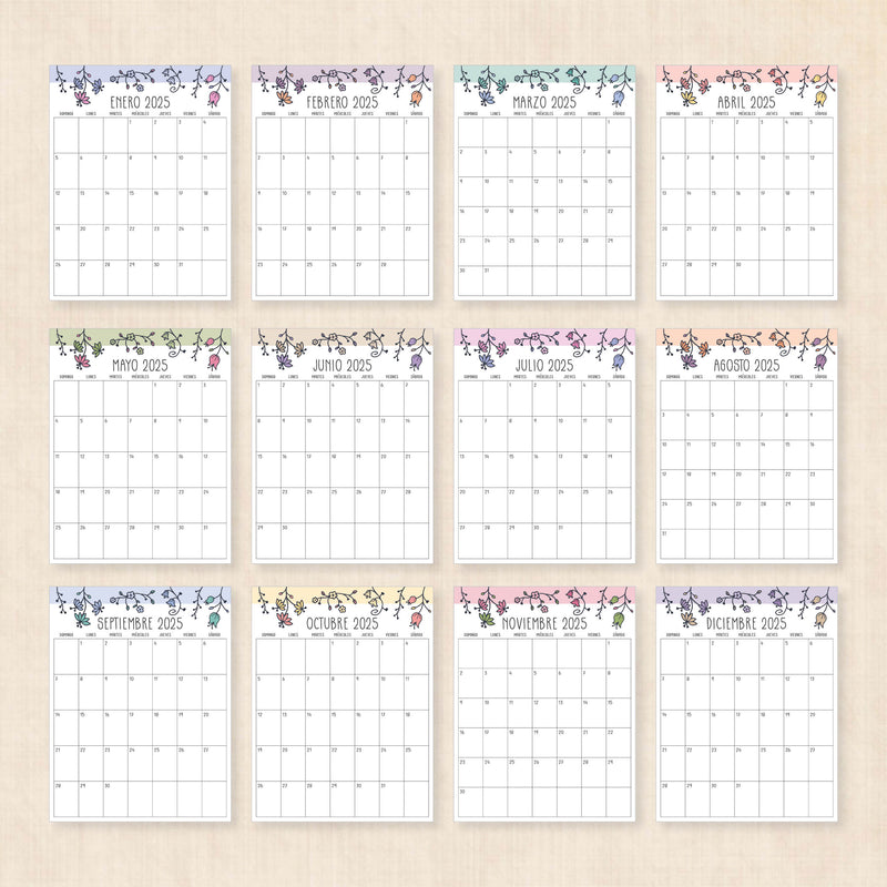 Calendario 2025 para imprimir