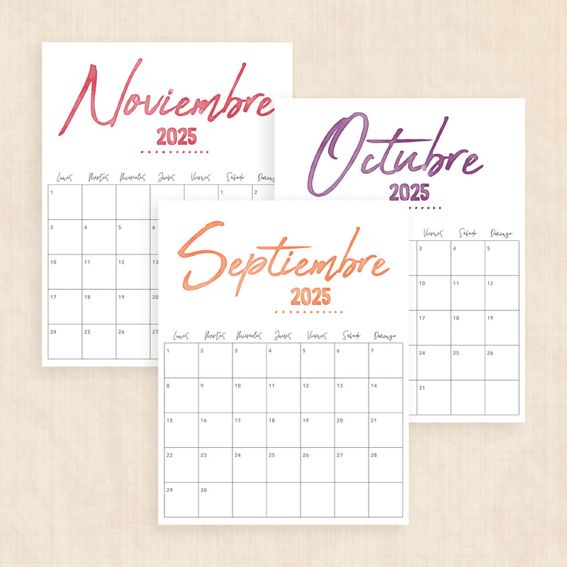 Calendario 2025 para imprimir