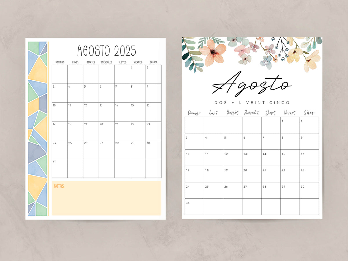 calendario agosto 2025 para imprimir