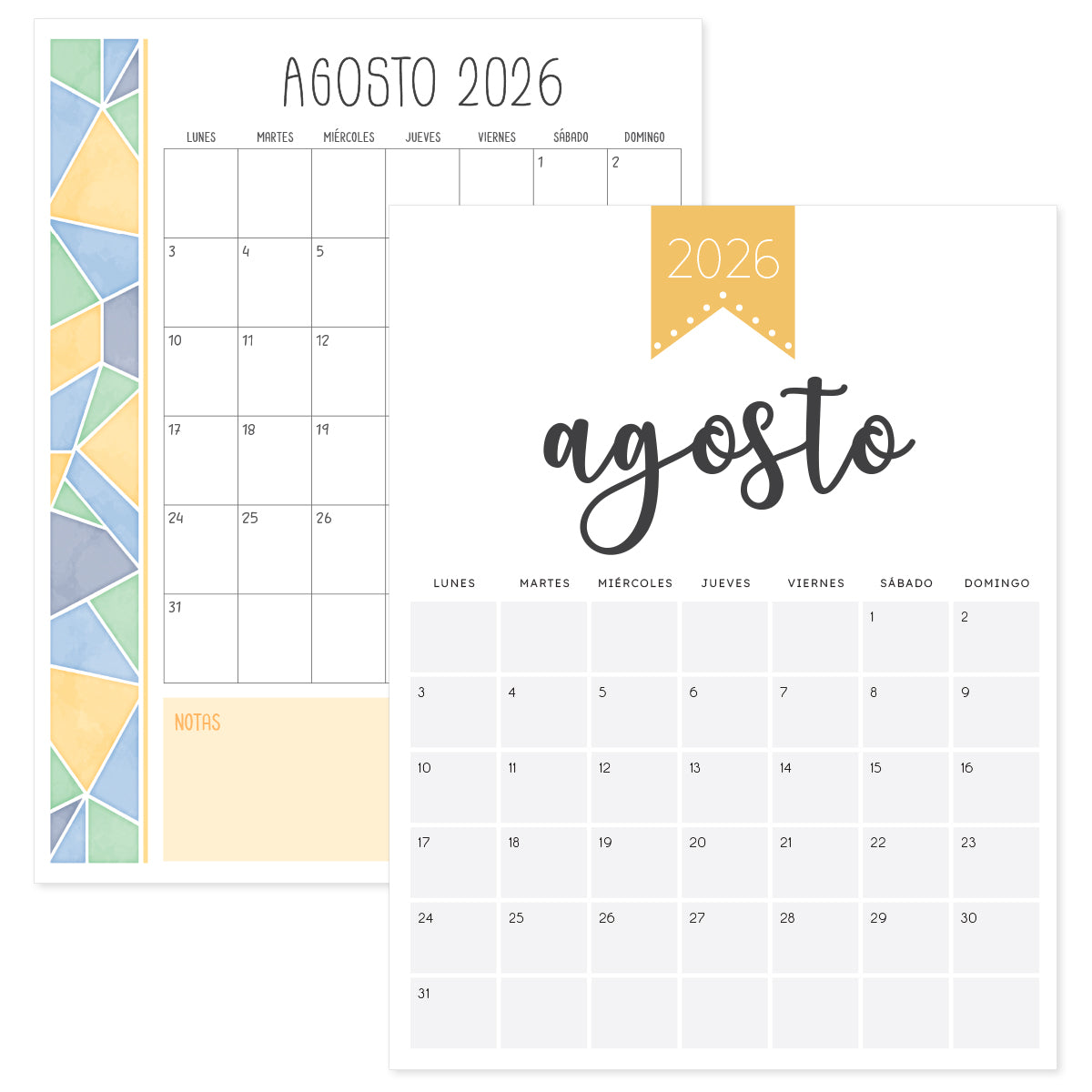 calendario agosto 2026