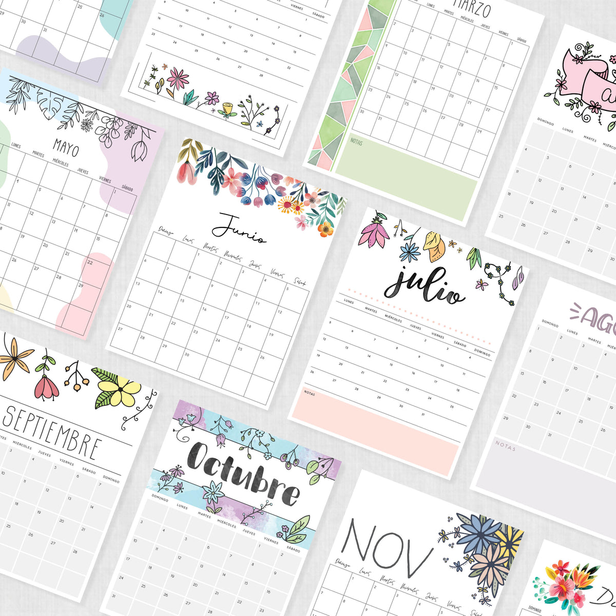 calendario en blanco