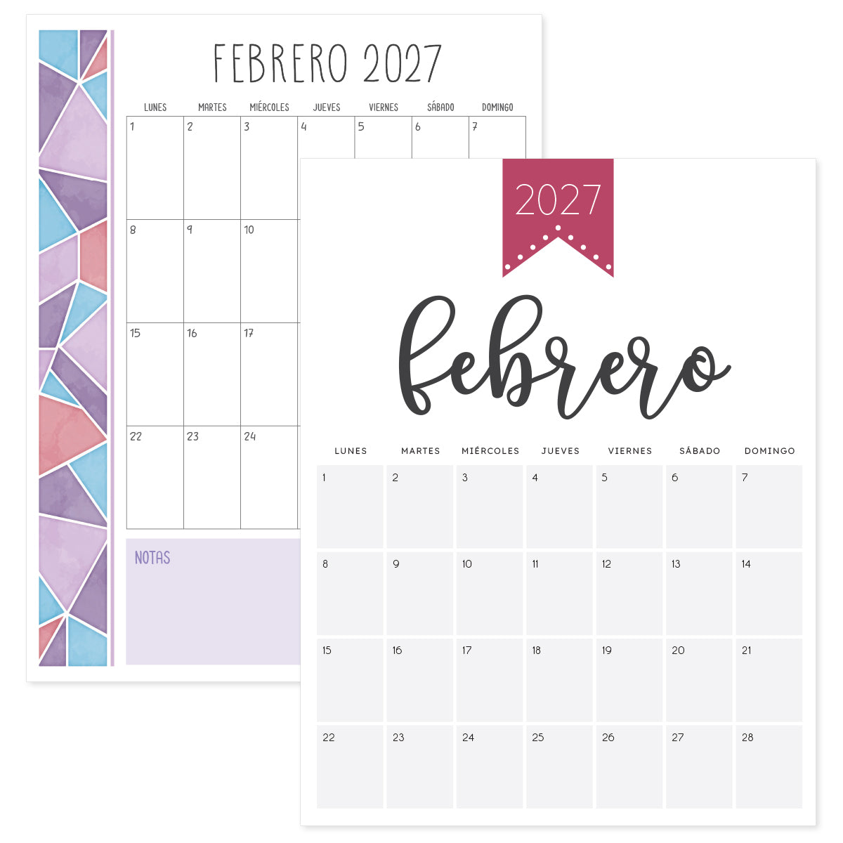 calendario febrero 2027