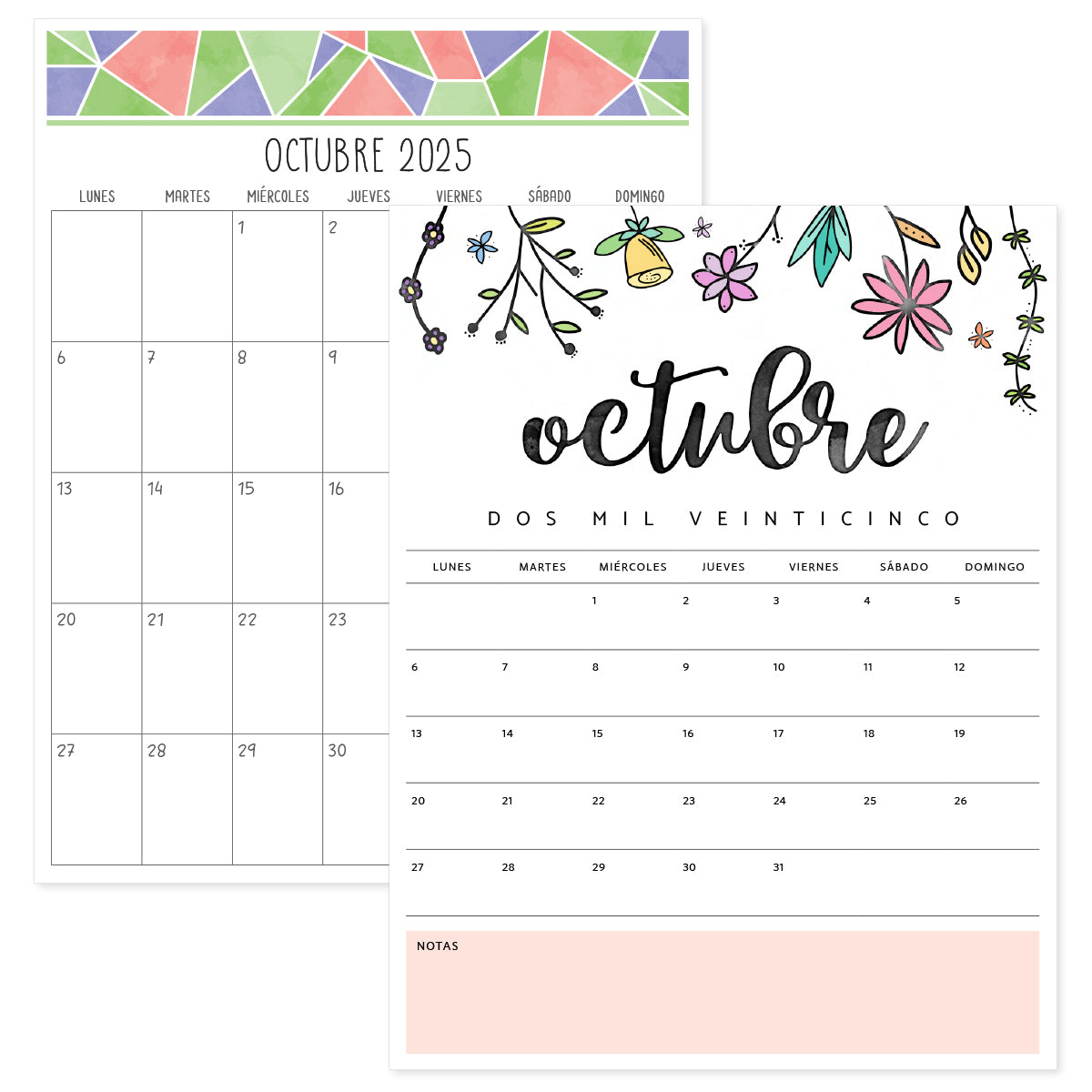 calendario octubre 2025