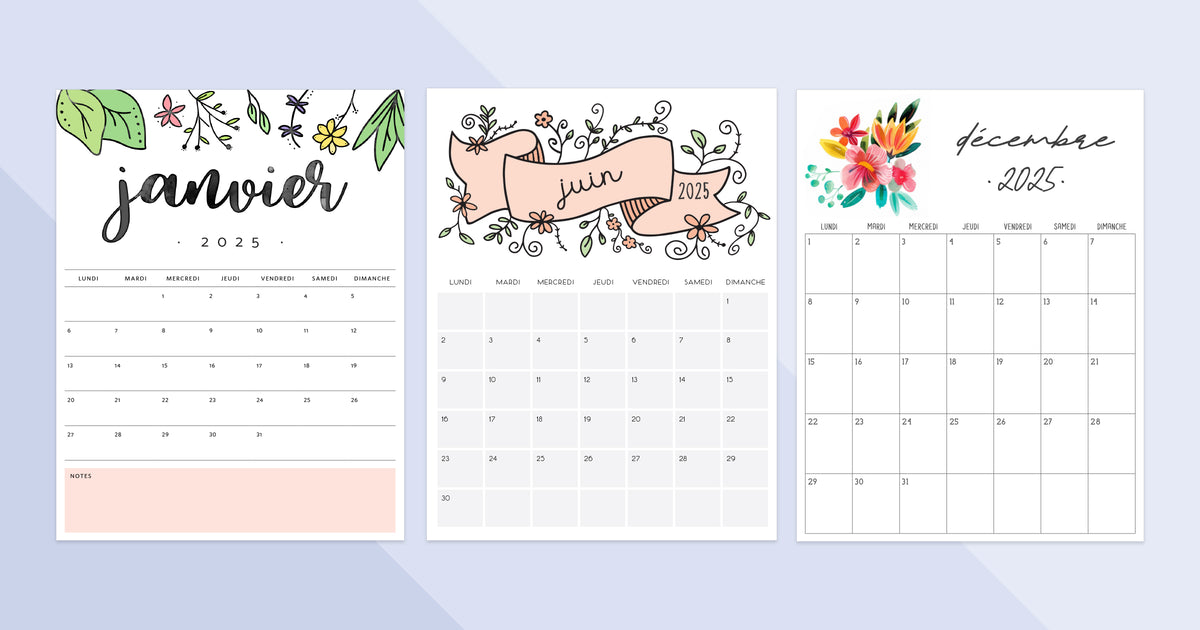 calendrier 2025 PDF à imprimer