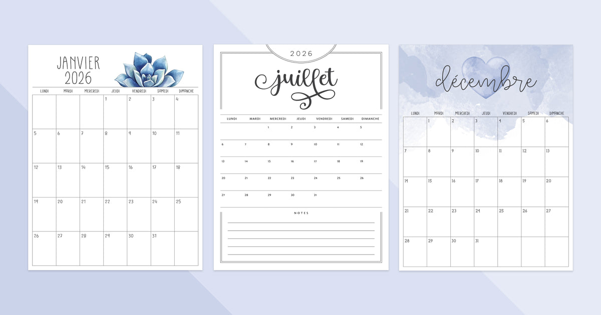 calendrier 2026 PDF à imprimer