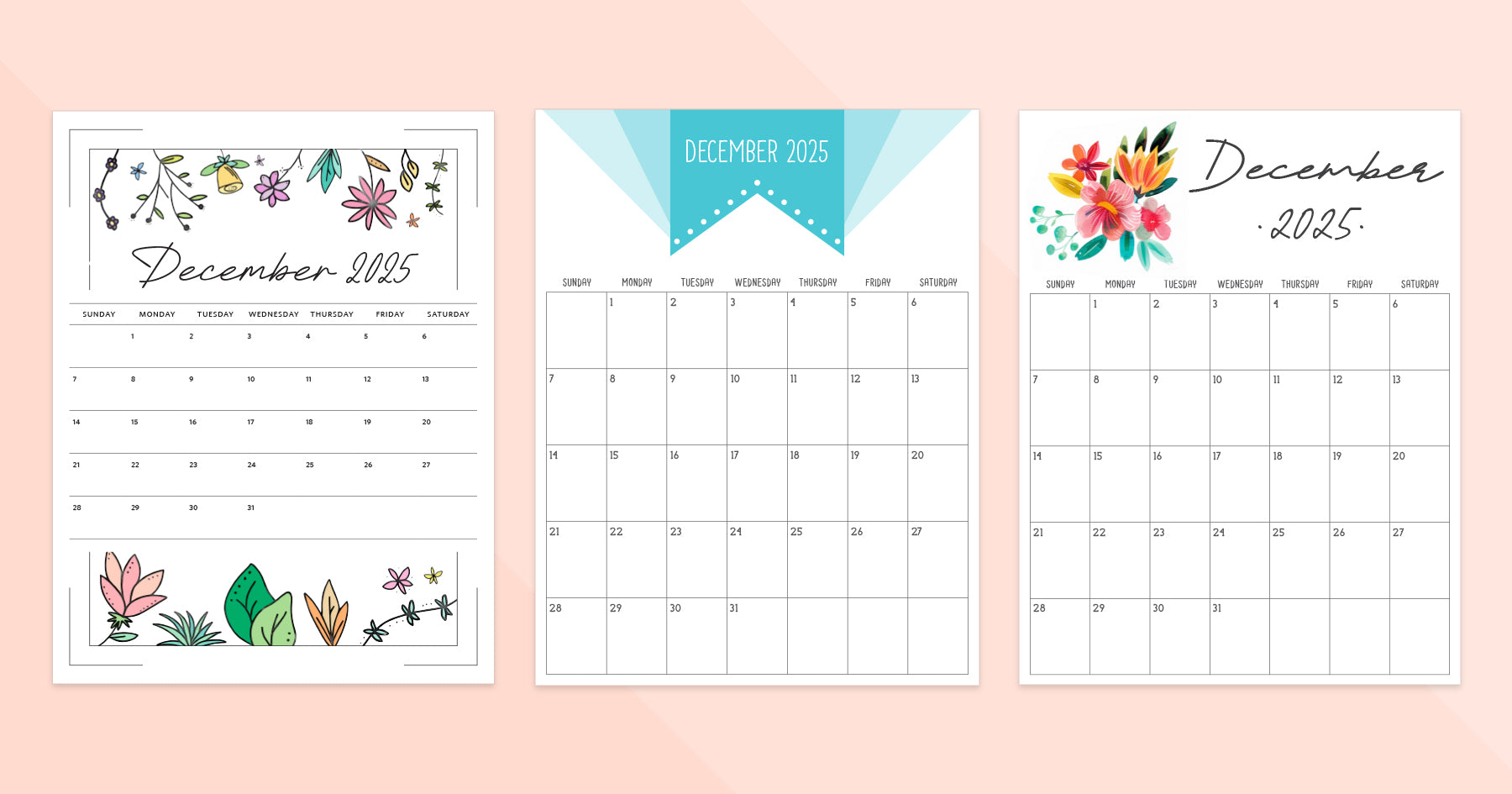 december 2025 calendar