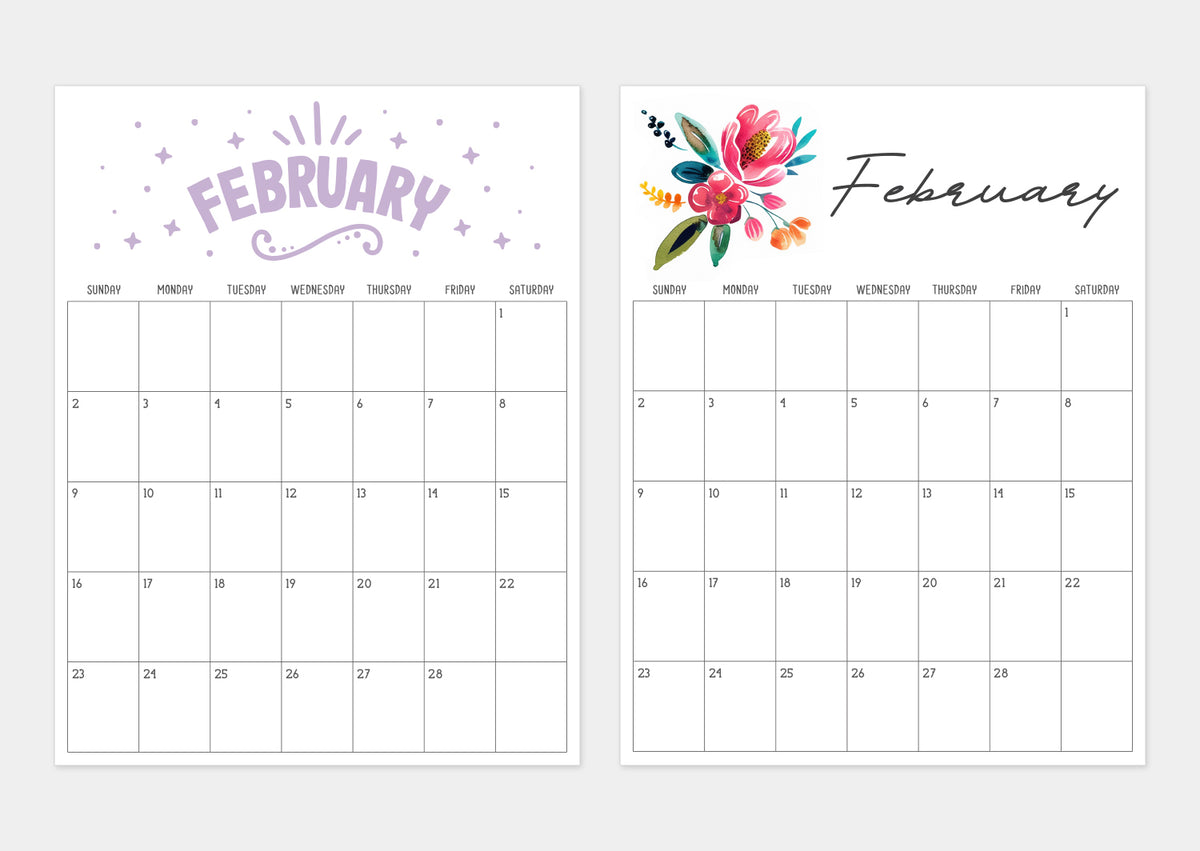 printable february calendar