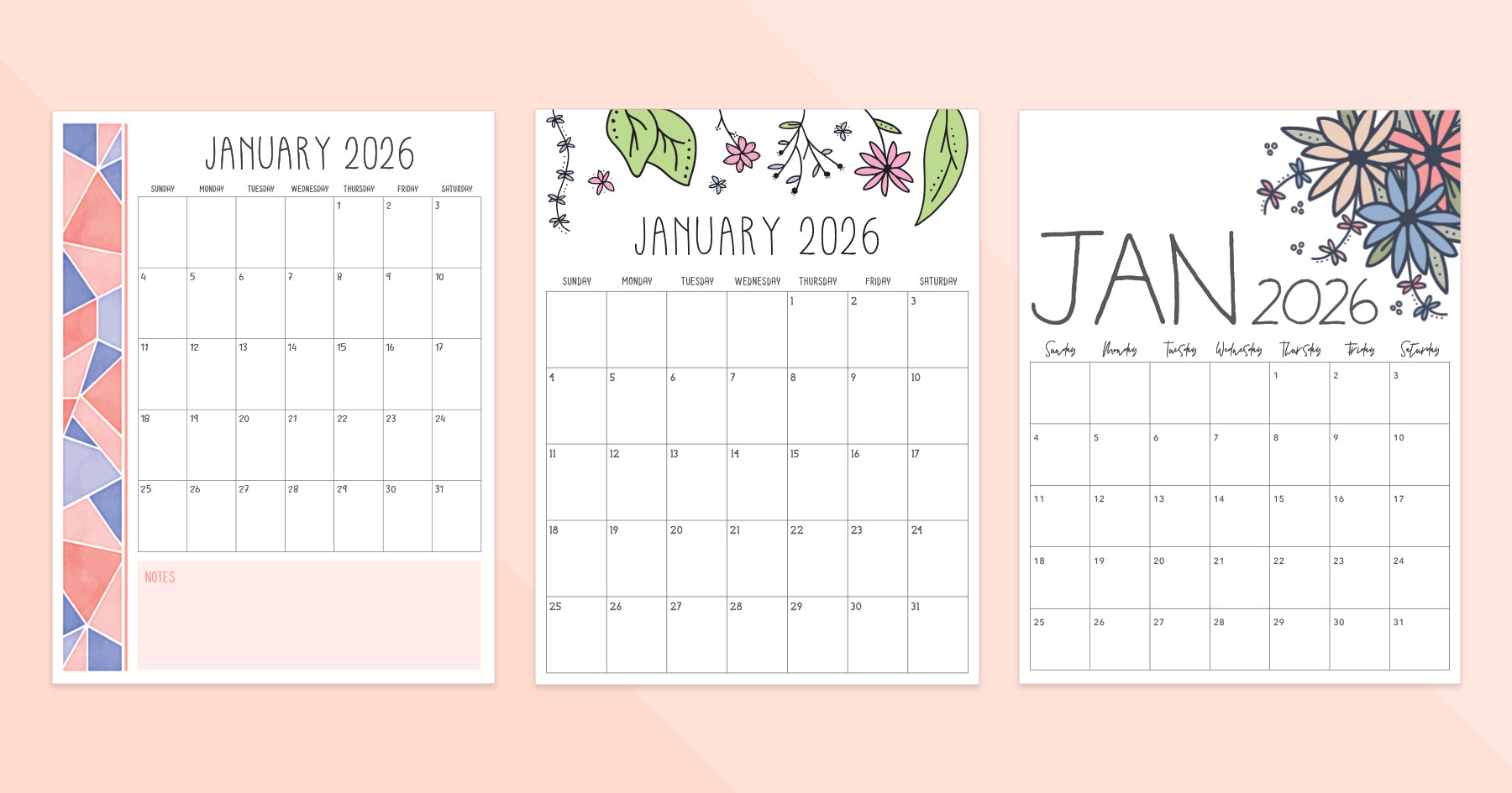 january 2026 calendar