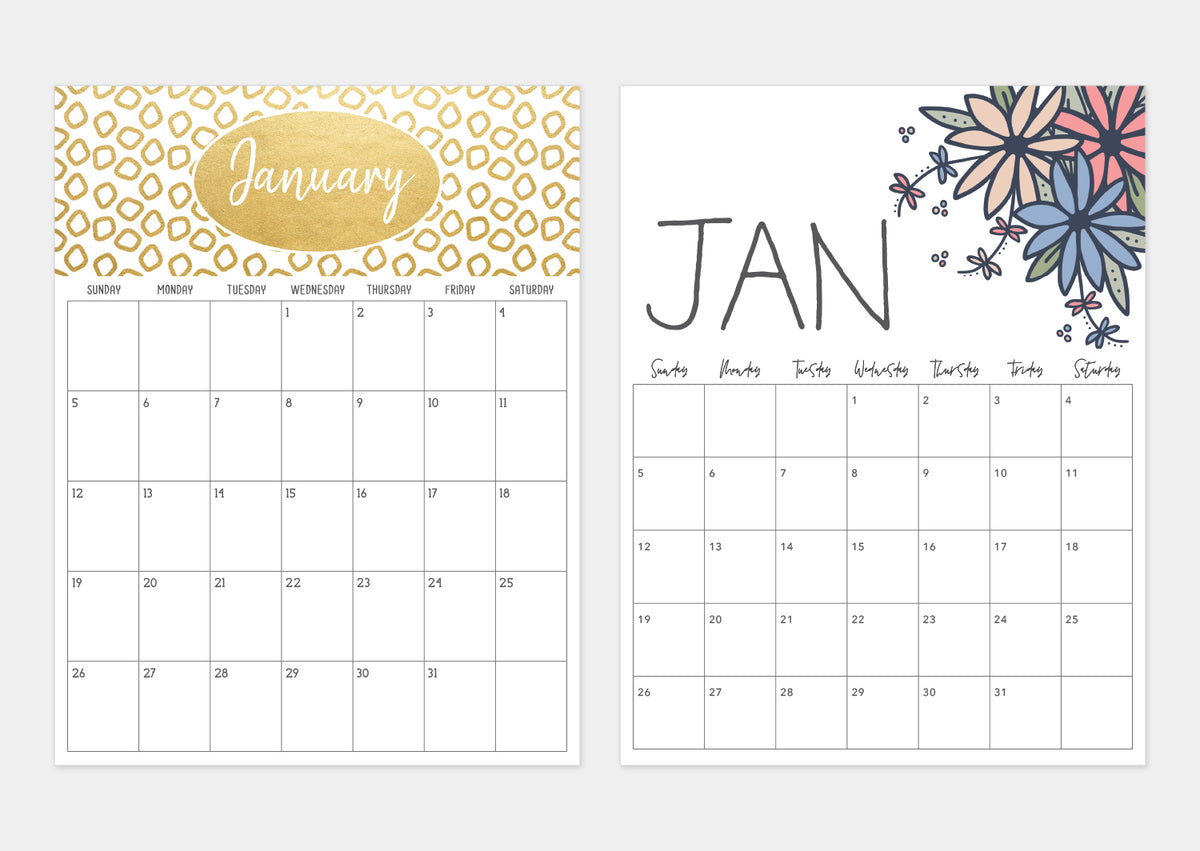 printable january calendar