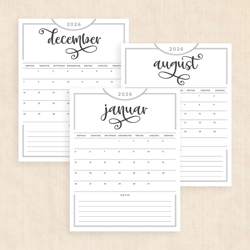 Kalender 2026 print selv