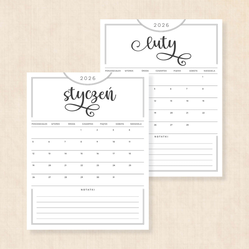 Kalendarz 2026 do druku