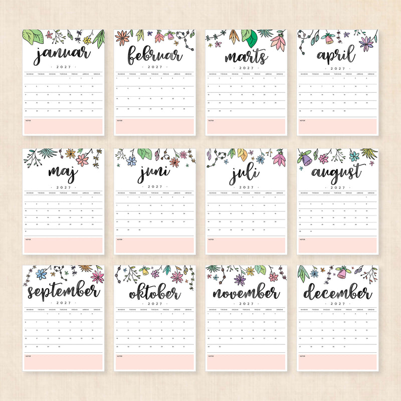 Kalender 2027 print selv