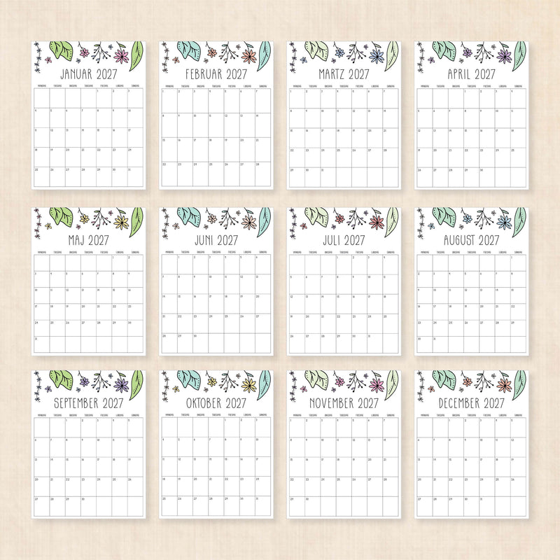 Kalender 2027 print selv
