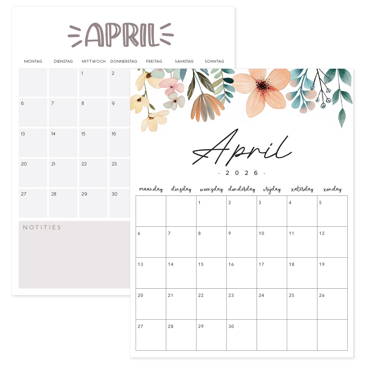 kalender april 2026 nederlands