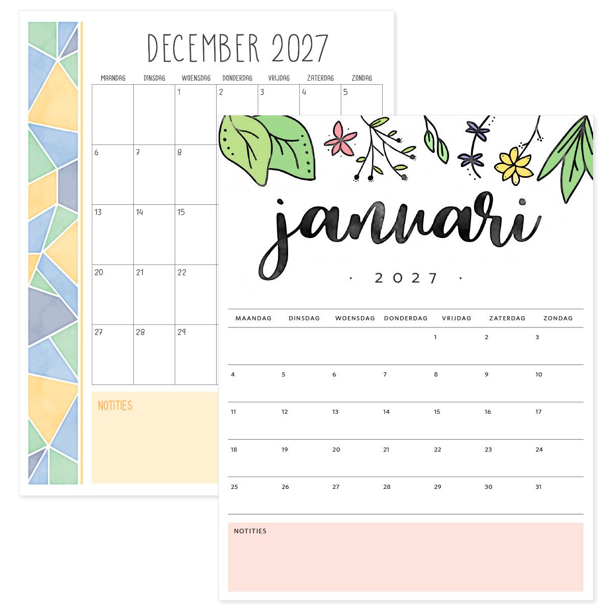 kalender januari 2027 printen