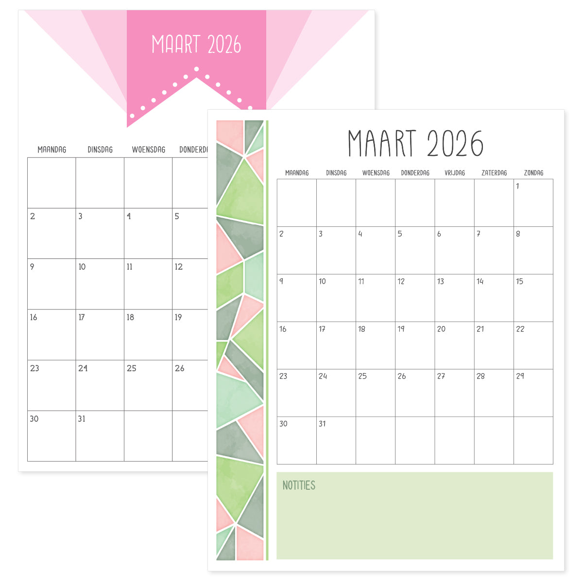 kalender maart 2026 printen