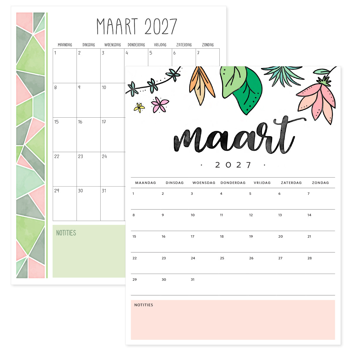 kalender maart 2027 printen