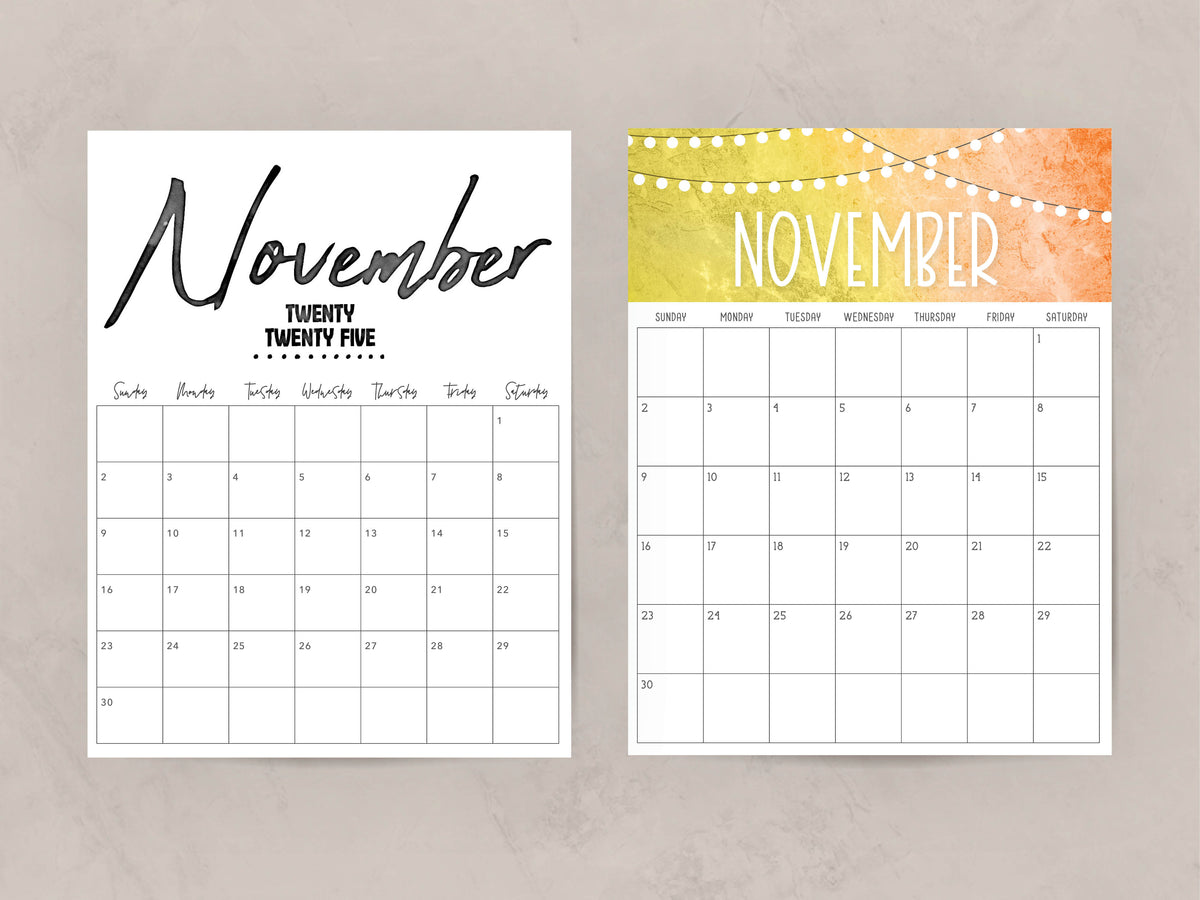 november 2025 calendar