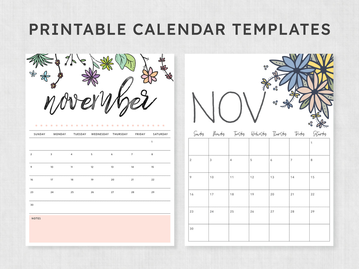 printable november calendar