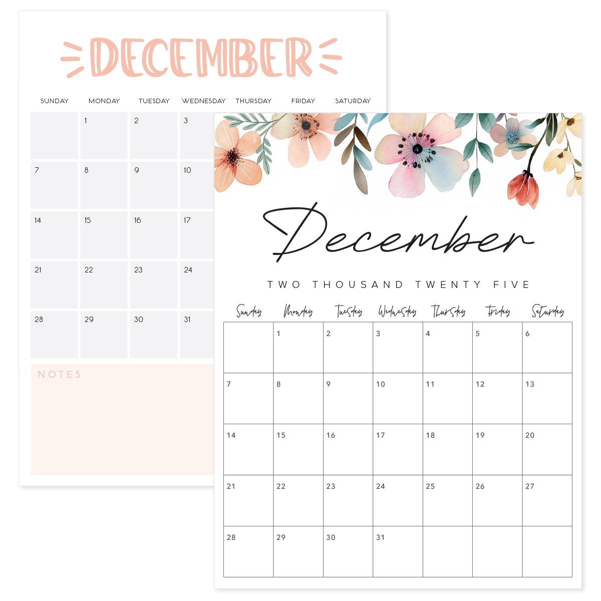 printable december 2025 calendar