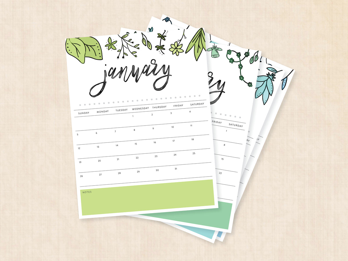 printable january calendar, blank pdf template