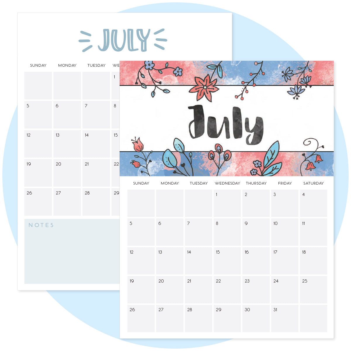 printable july 2026 calendar
