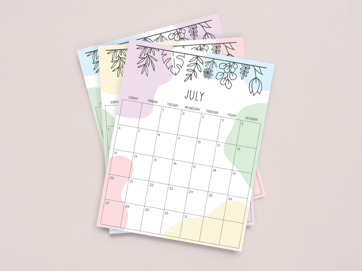 july calendar printable