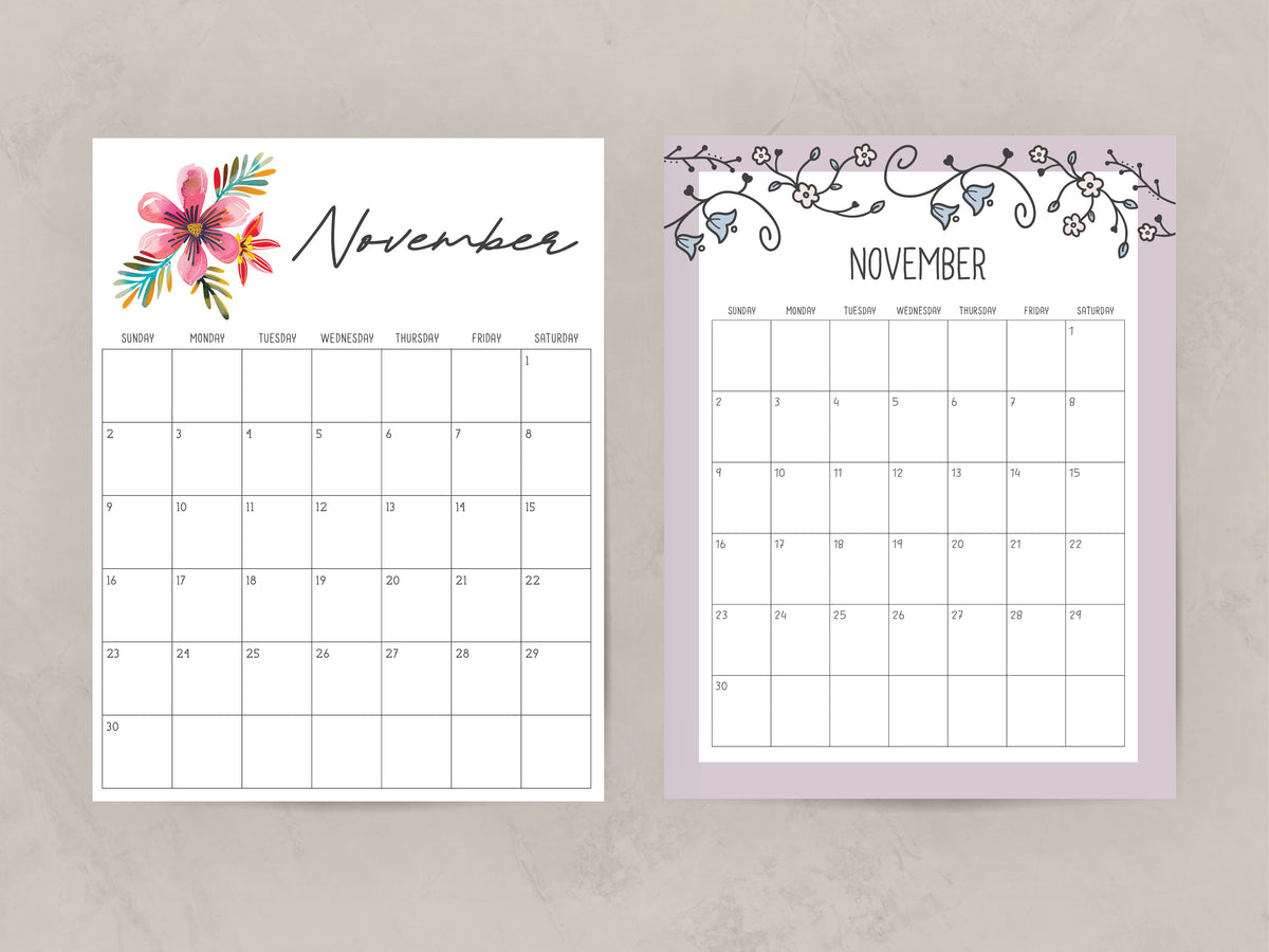 printable november calendar