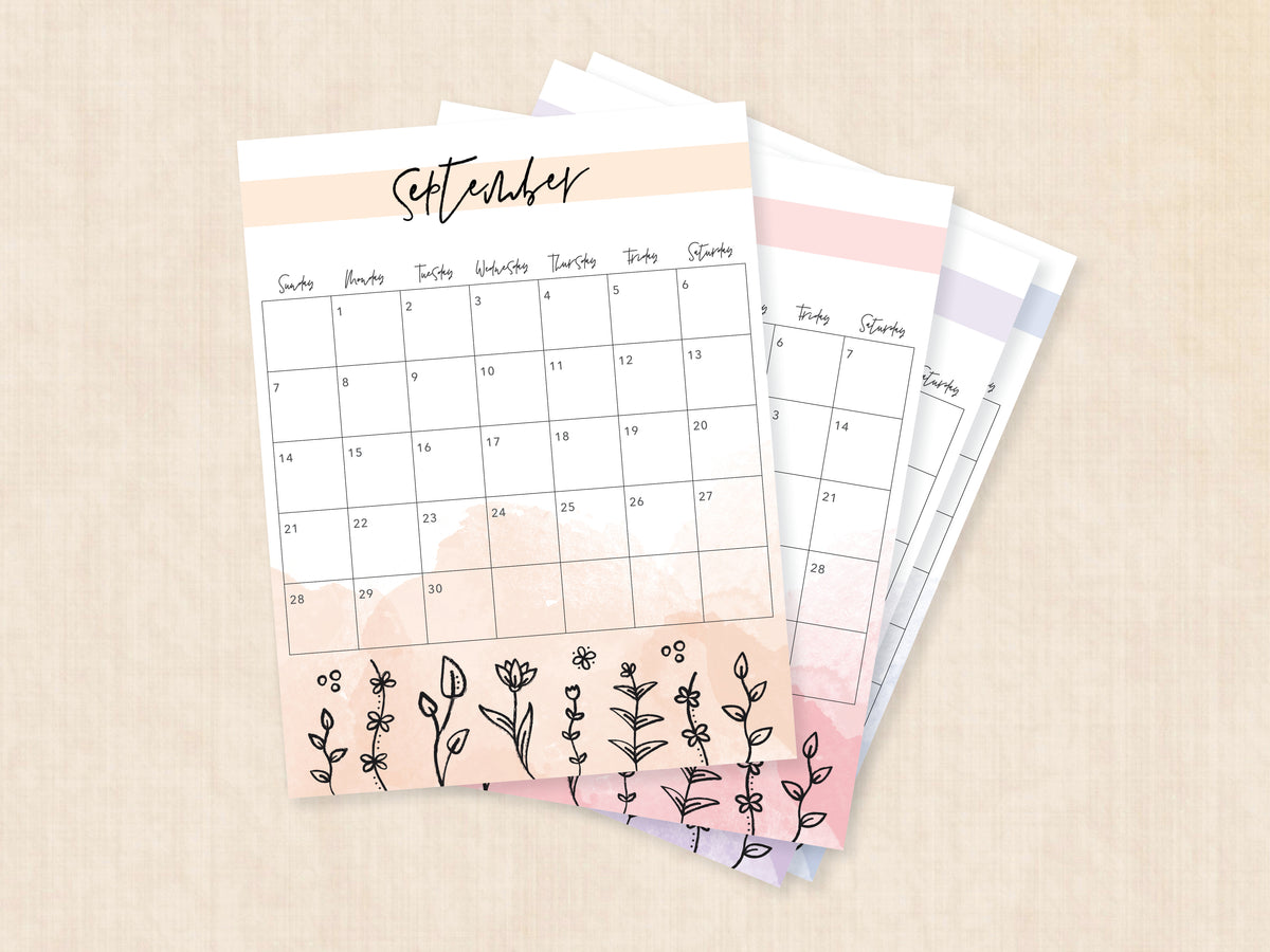 printable september calendar, blank PDF templates