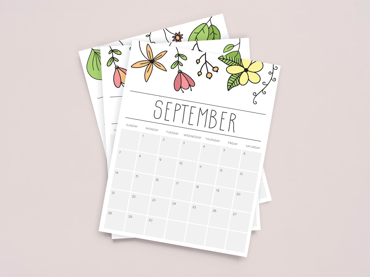printable september calendar, blank PDF templates