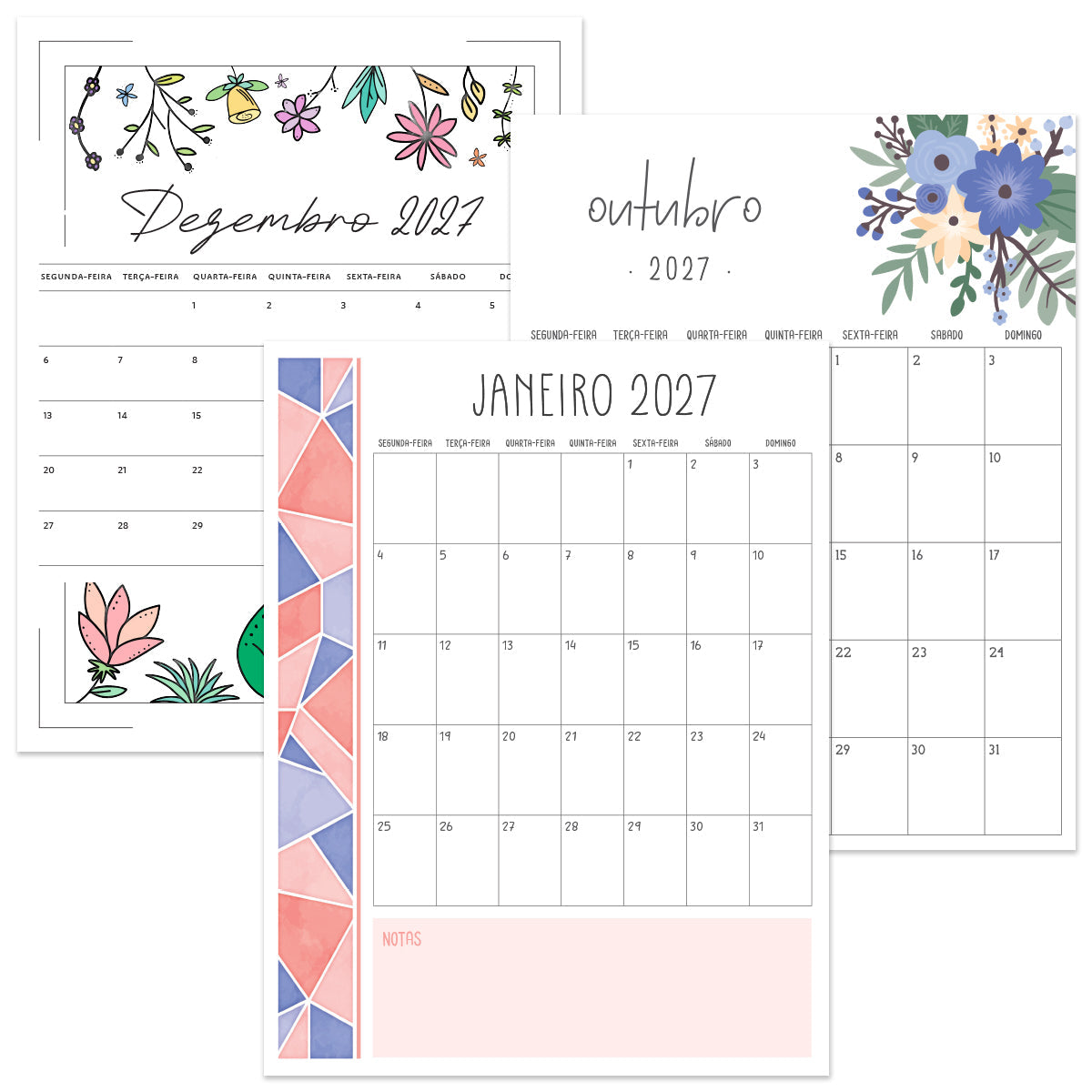 calendário 2027 para imprimir