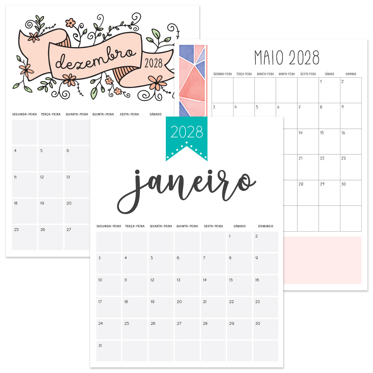 calendário 2028 para imprimir