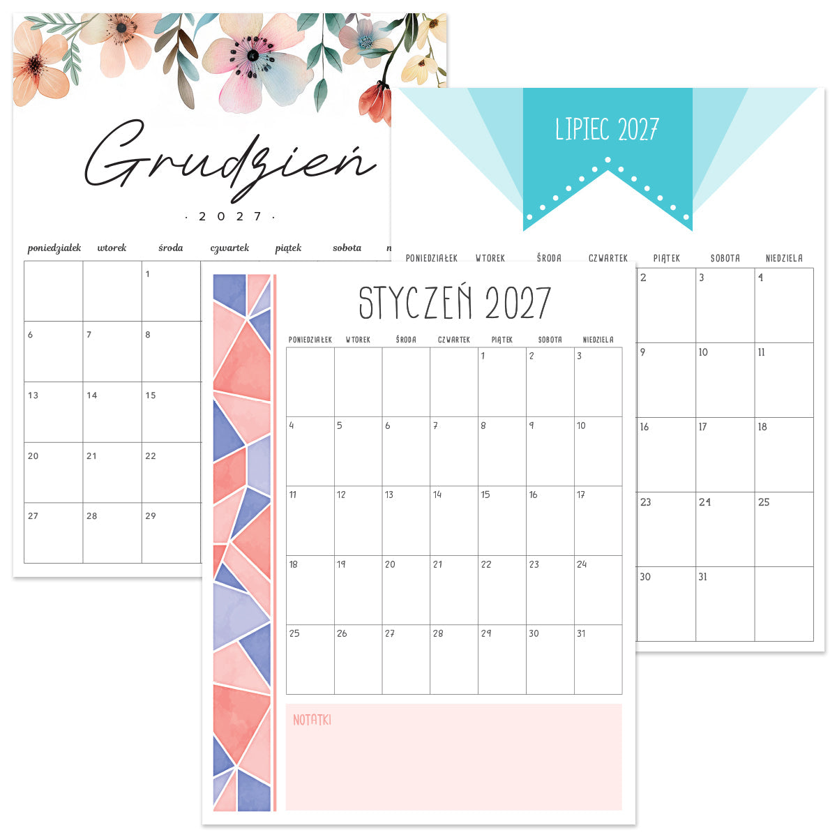 Kalendarz 2027 do druku
