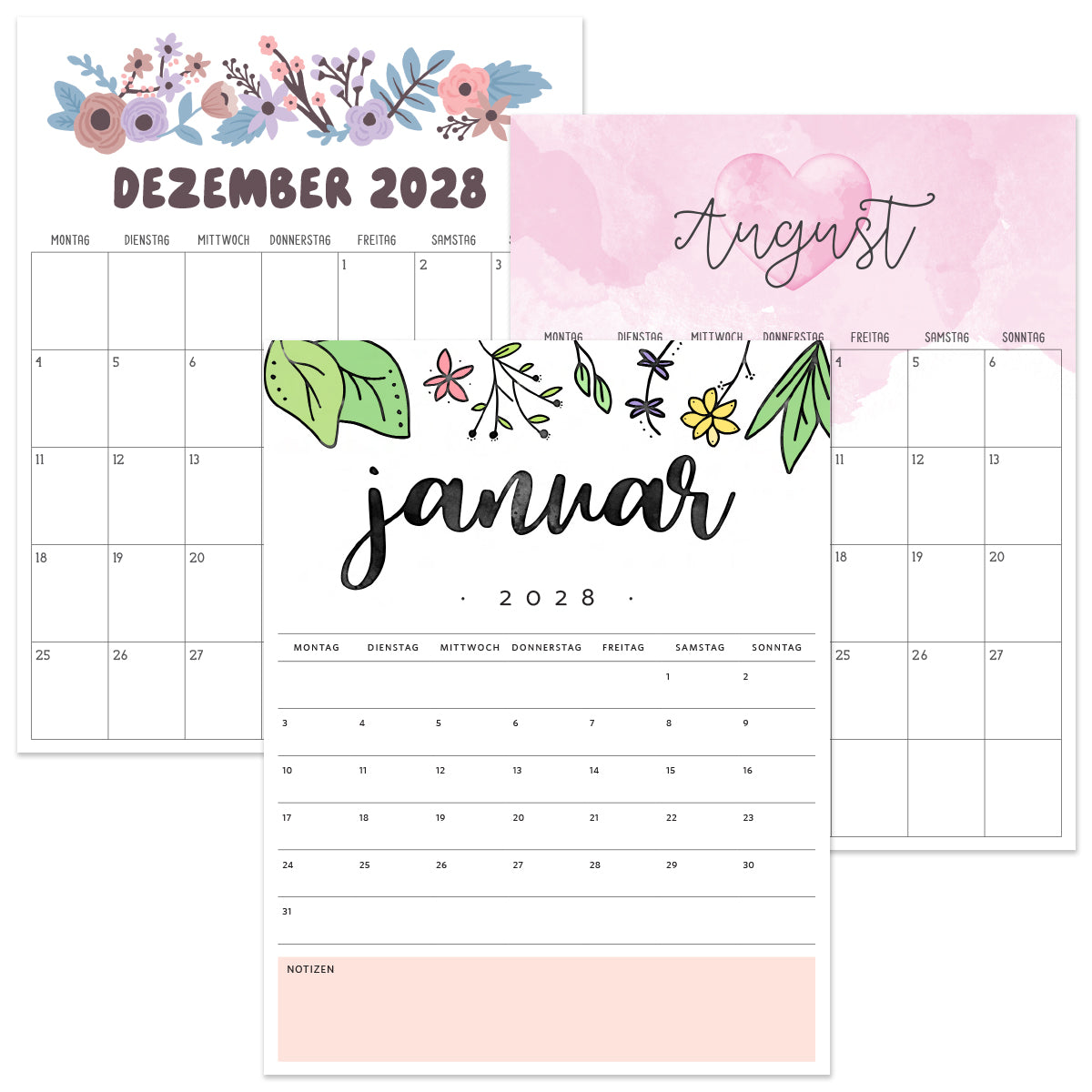 Kalender 2028 zum Ausdrucken