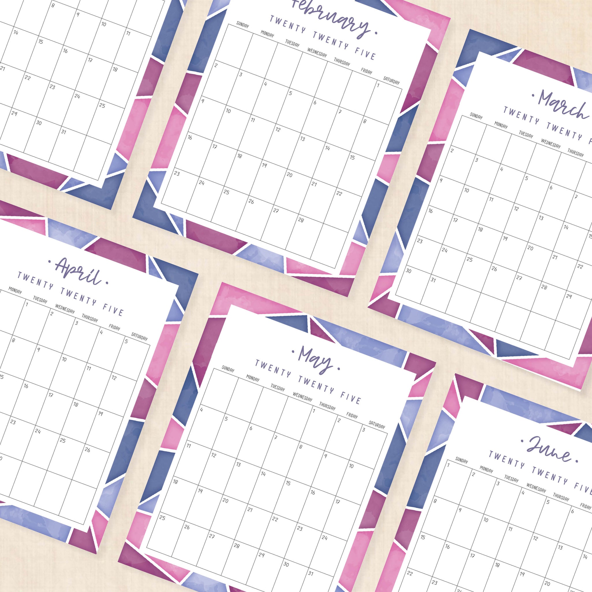 Printable 2025 Calendar · Midnight Mosaic