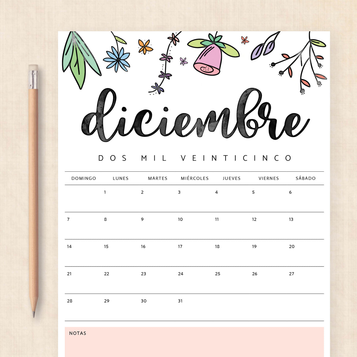 Calendario 2025 para imprimir