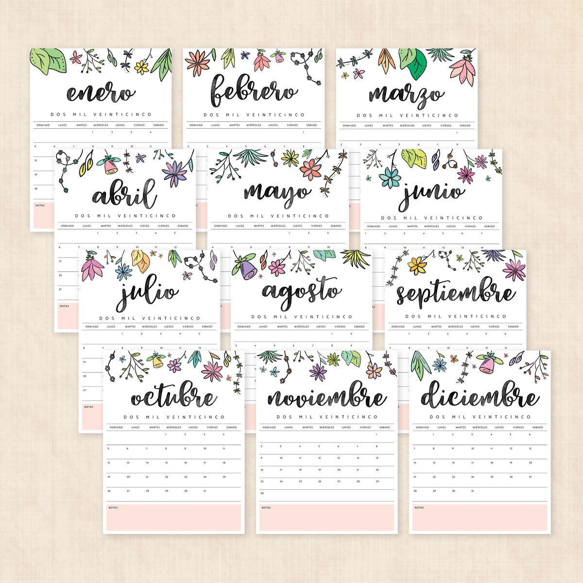 Calendario 2025 para imprimir